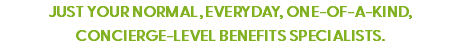 Just Your Normal, Everyday, One-Of-A-Kind, Concierge-Level Benefits Specialists.